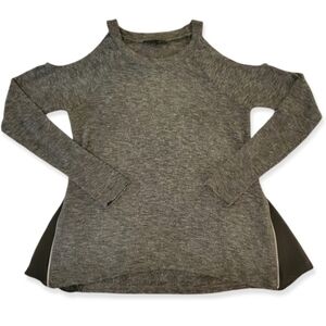 Olivaceous Grey Cold Shoulder Zipper Sweater
